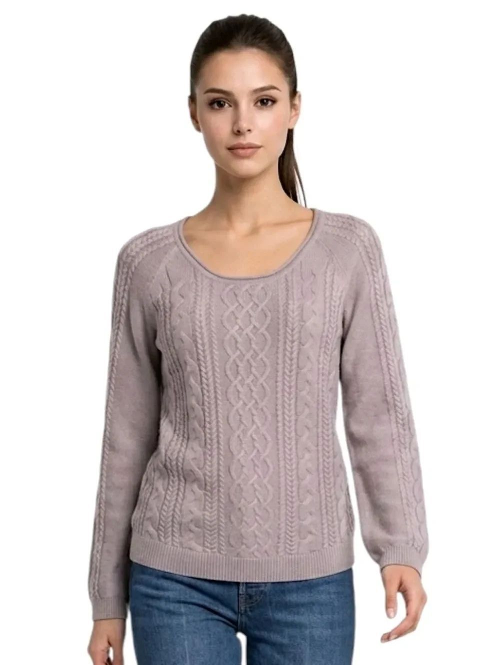 Maurices Toupe Cable Knit Rolled Neck Sweater Size L
